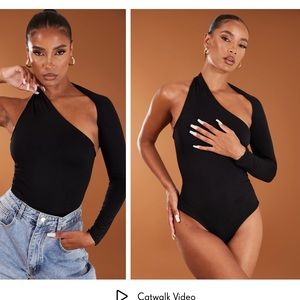 PLT one shoulder asymmetric bodysuit